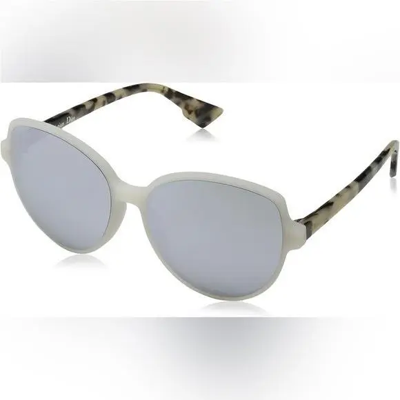 Christian Dior Onde 2 Sunglasses Matte White Tortoise Silver Mirror Lenses Italy