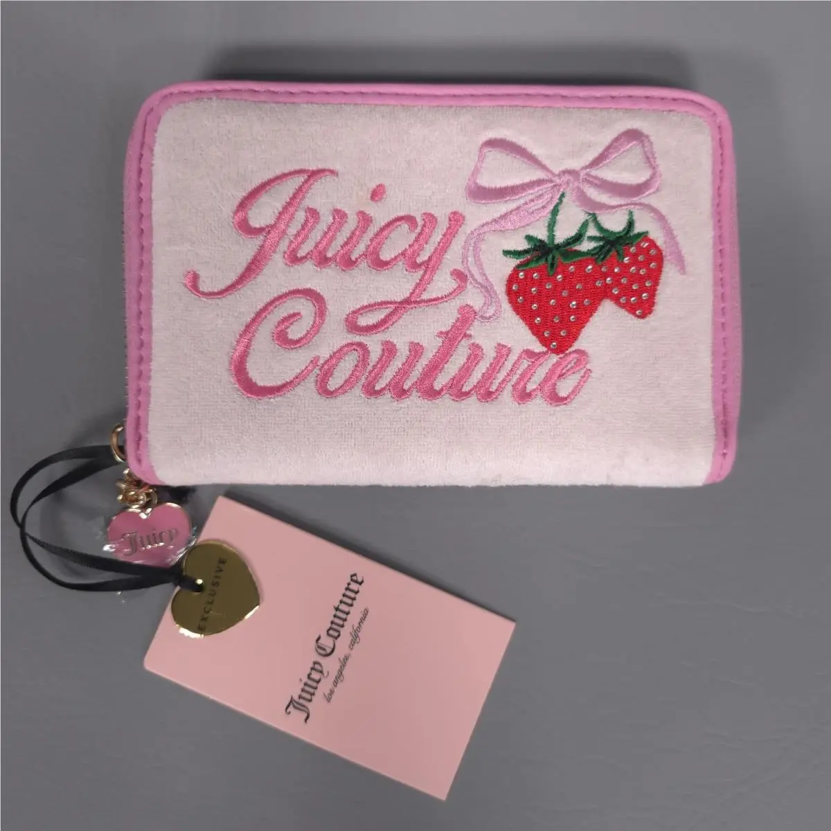 Juicy Couture Womens Wallet Powder Blush Retro Strawberry Essential Zip