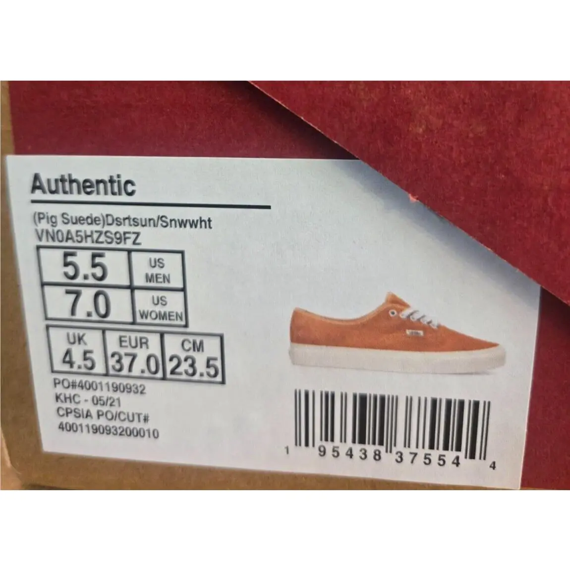 Vans shoes - VANS Authentic - Authentic - VN0A5HZS9FZ - Desert Sun/Snow White (UPC: 195438375544) 8