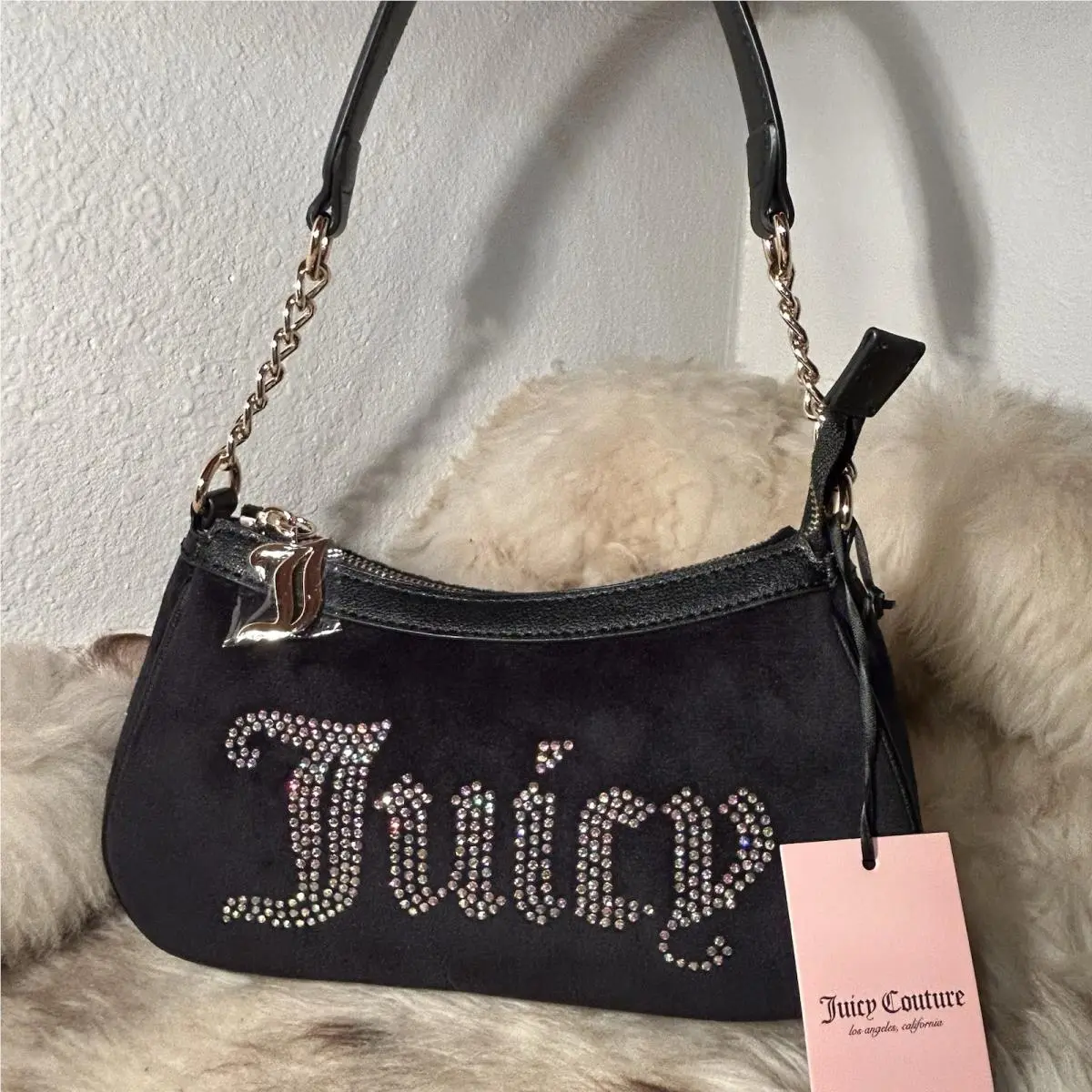 Juicy Couture Obsession Shoulder Bag - Liquorice Black Velour