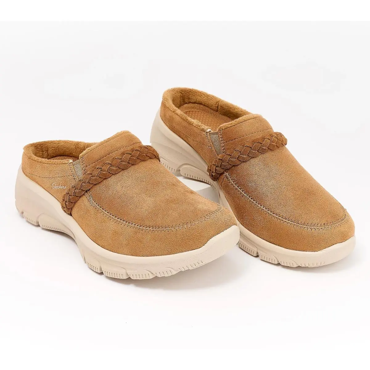 Skechers Water Repellent Suede Clog Tan 10/W