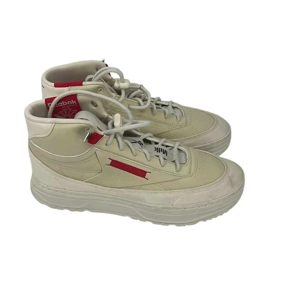 Reebok Club C Geo Mid Vegan Sneakers Casual High Top Shoes Beige Size 10