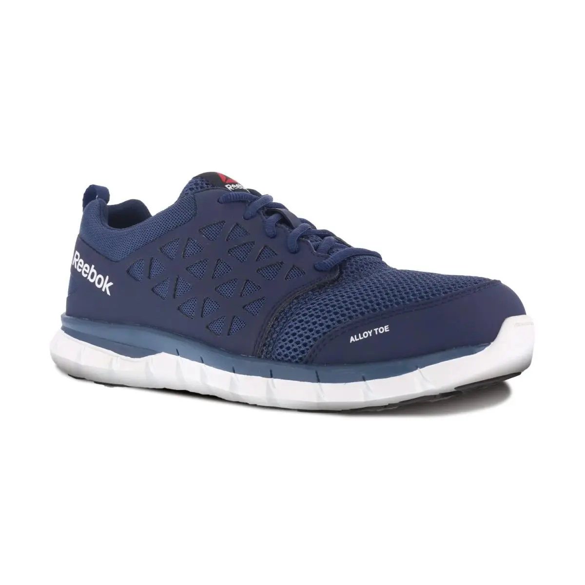 Reebok Work Men`s Sublite Cushion Alloy Toe Comfort Athletic W Navy - 9.5 Wide