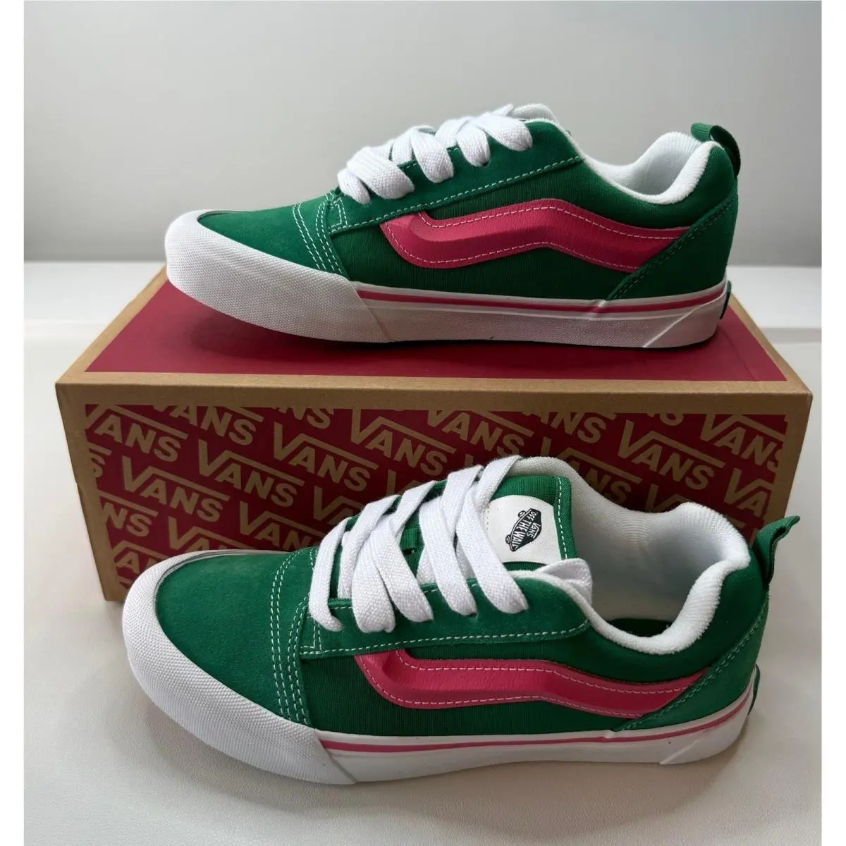 Vans Knu Skool Green Pink Skate Shoes VN000D2TBOC Juniors 5.5 Womens 7