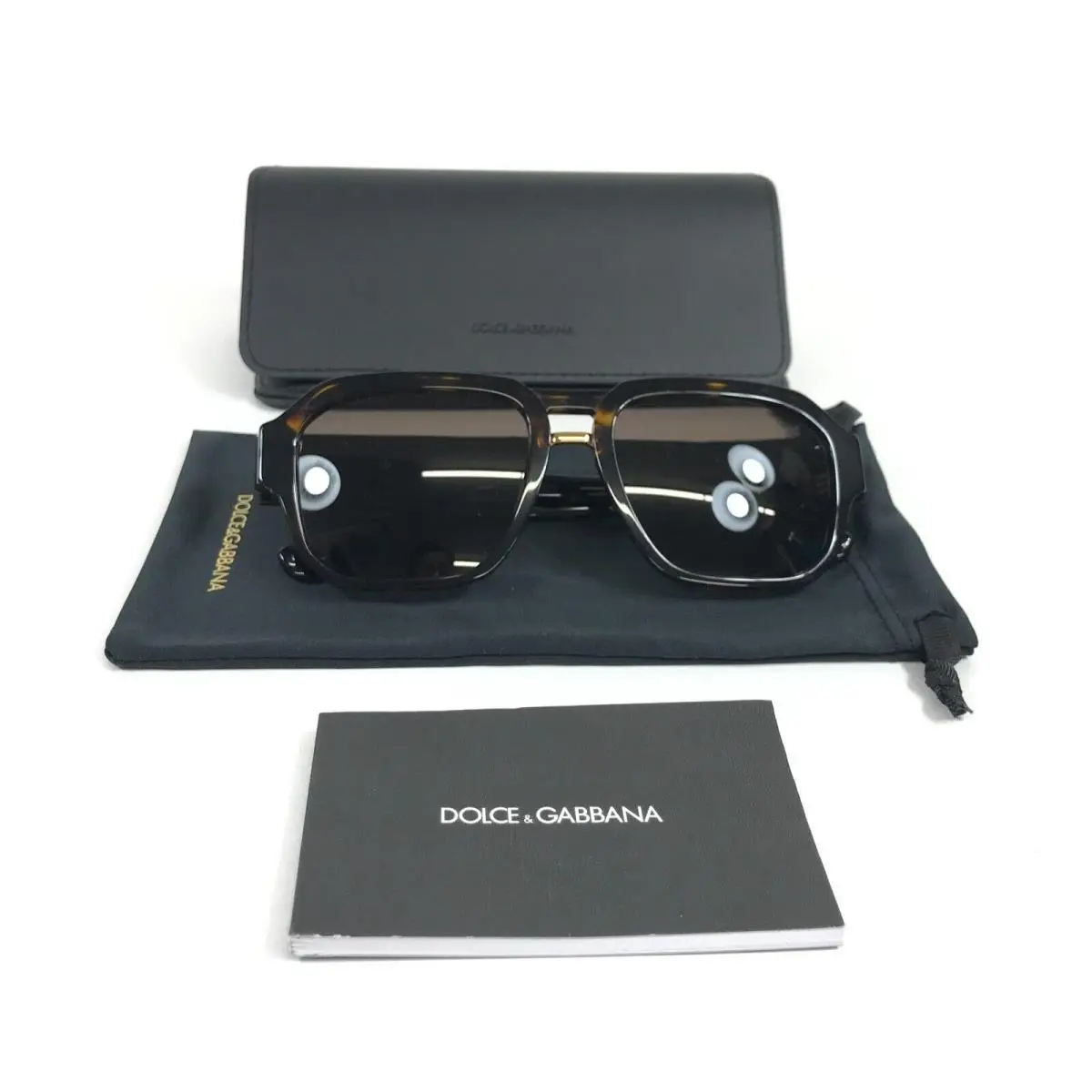 Dolce Gabbana Sunglasses DG4464 502/73 Dark Havana Square Frame w Brown Lenses