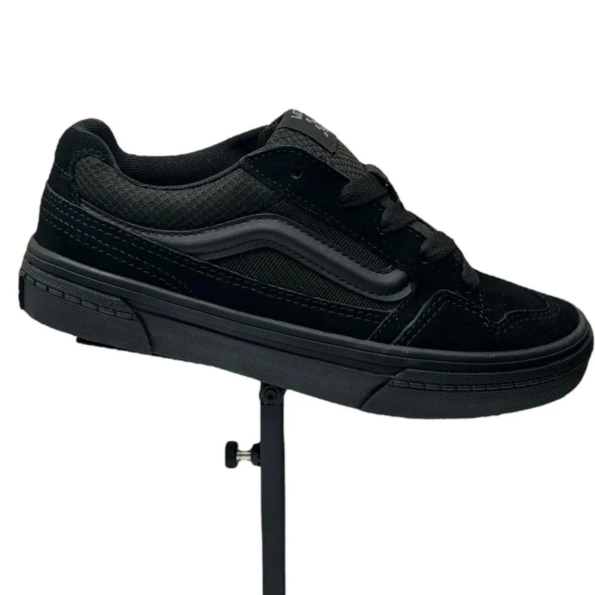 Vans Caldrone Youth Boy`s Suede Sneakers Size 2Y Solid Black Classic Style Shoes