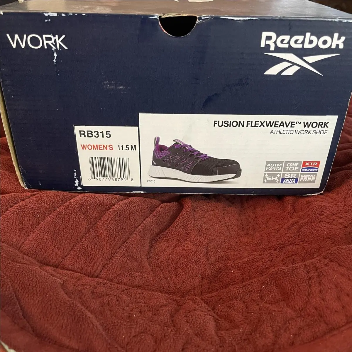 Reebok Work Shoes Womens Size 11.5 Black Fusion Flexweave Composite Toe RB315