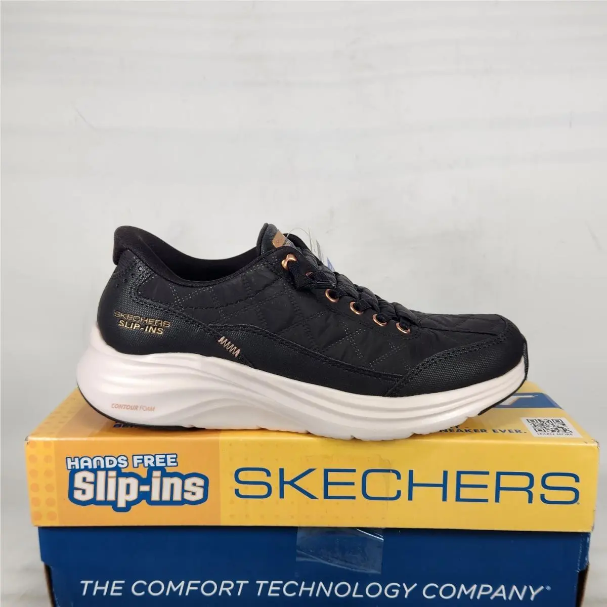 Size 6 - Skechers Contour Foam Golden Hour - Black / Rose Gold - Womens