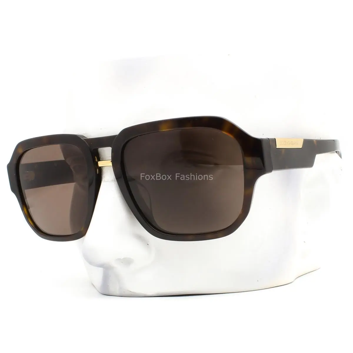 Dolce Gabbana Sunglasses DG 4464F 502/73 Polished Brown Havana Gold Logo W/case