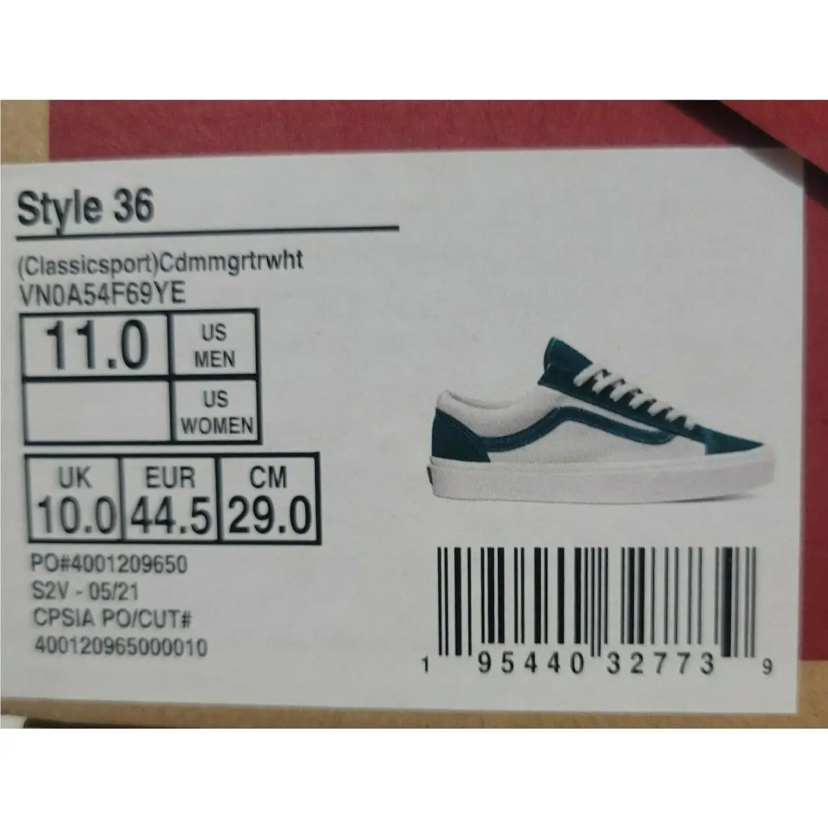Vans shoes - Vans Style 36 - Style - (Classic Sport) Cadmium Green/True White (UPC: 195440327739) 6