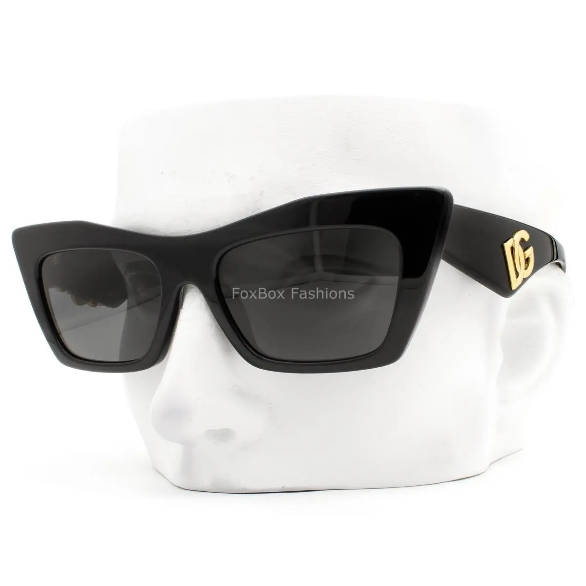 Dolce Gabbana Sunglasses Polished Black Gold Logo DG 4435 501/87 with Case