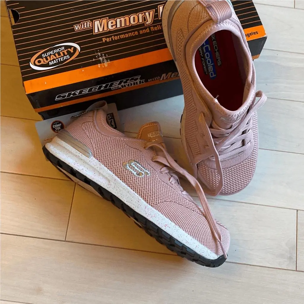 Skechers Women`s Work Bulkin Balran Comp Toe Sneakers Pink Size 7
