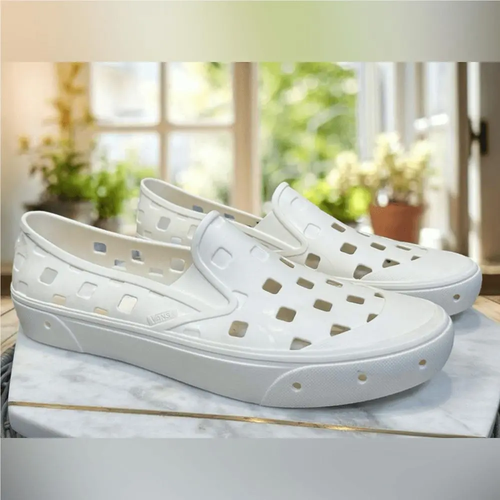 Vans shoes - VANS TRK Slip On Rubber Water Shoes - White, Exterior: Multicolor 2