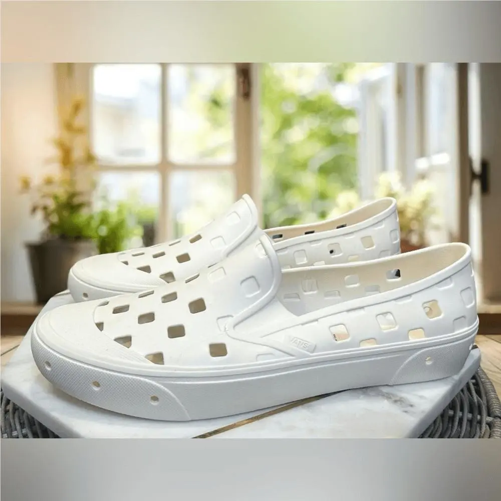 Vans shoes - VANS TRK Slip On Rubber Water Shoes - White, Exterior: Multicolor 3