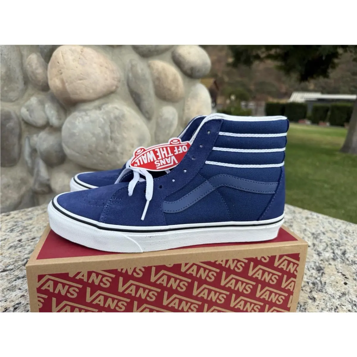 Vans Blue/white Web Sk8-Hi Skateboarding Shoes - Size 9