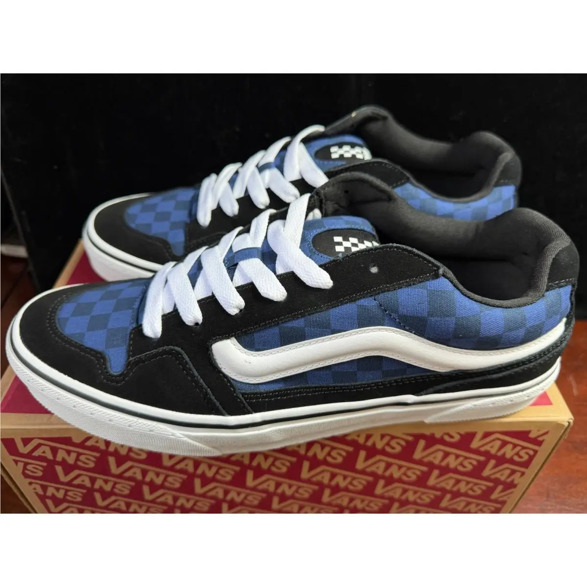 Vans Caldrone Dress Blues Checkerboard Suede Canvas Sneakers VN000CXZLKZ Mens 12