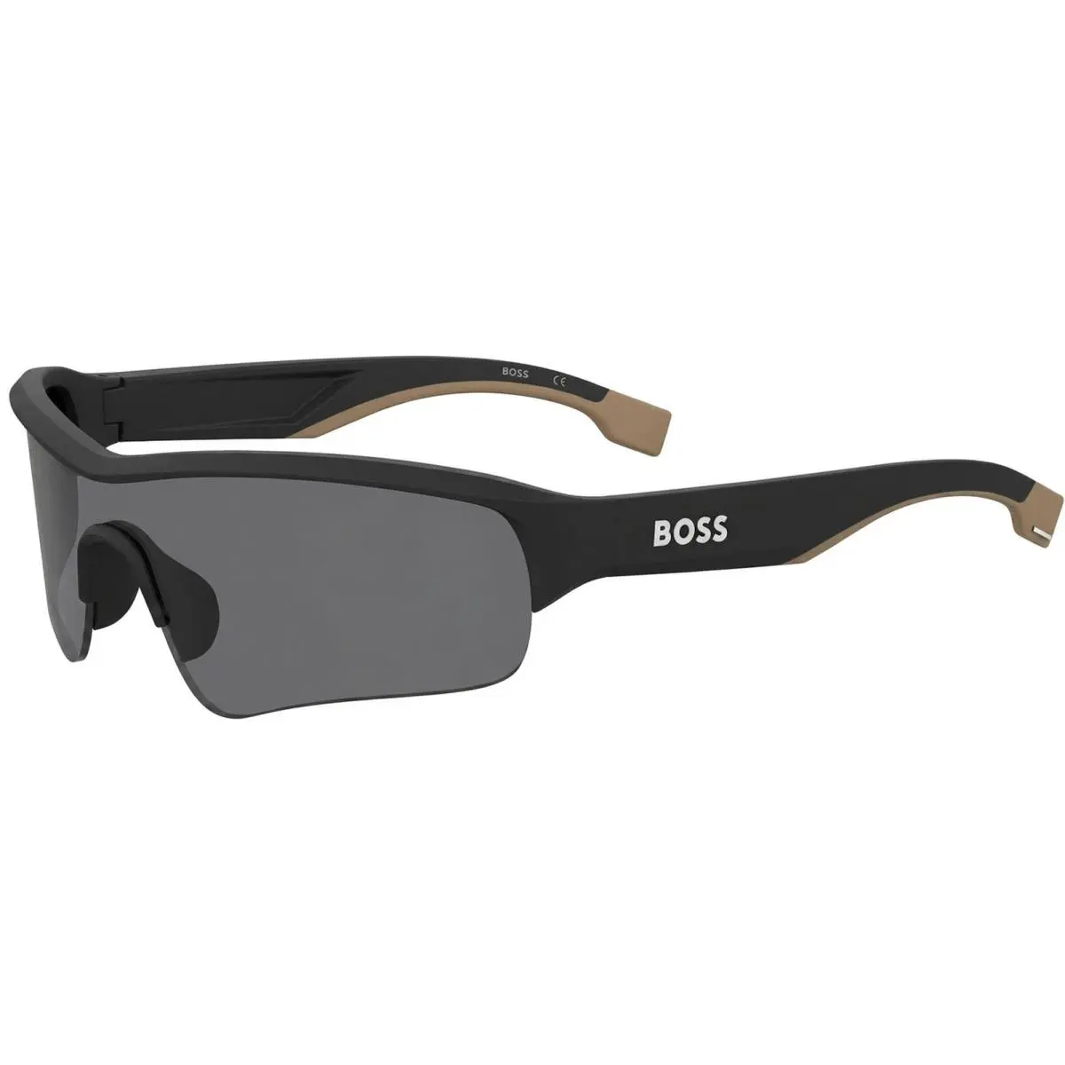 Men`s Black Semi-rimless Shield Sunglasses - BOSS1607S-0807-Z8 by Hugo Boss