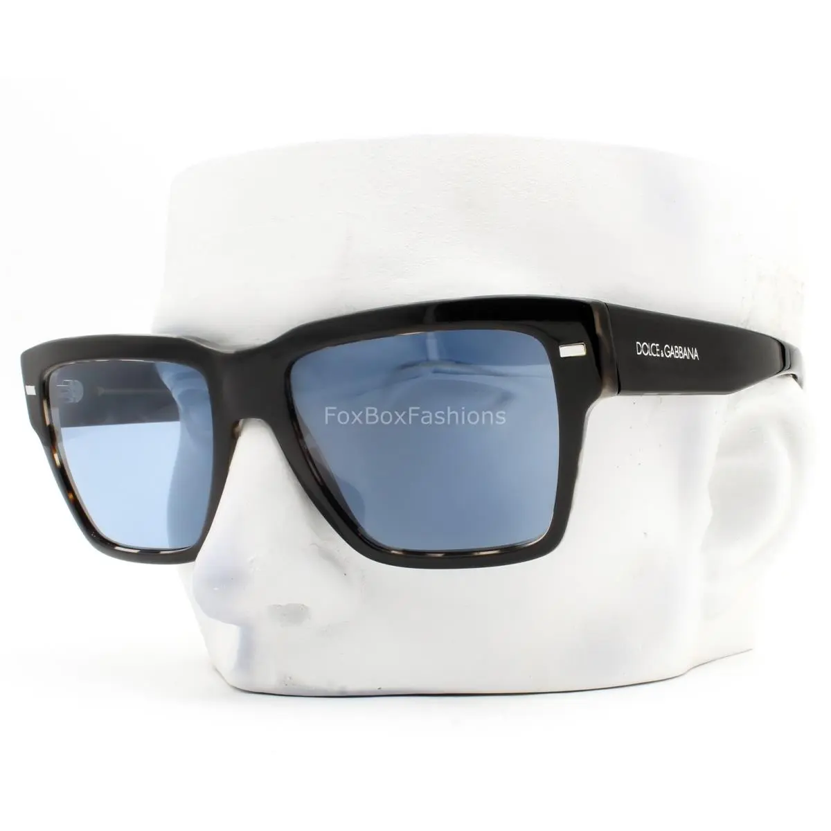 Dolce Gabbana Sunglasses Shiny Black on Gray Havana Blue DG 4431 3403/1U W/case