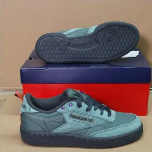 Reebok Club C 85 Unisex Tennis Shoe Green/Grey6/Orange Size Mens 3.5 Womens 5