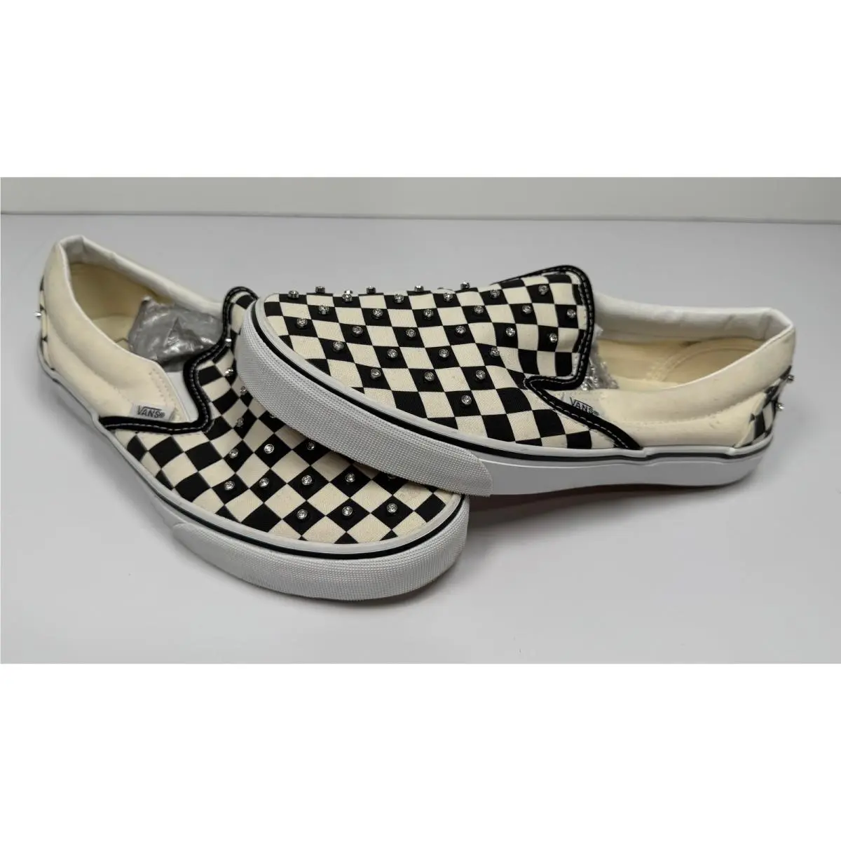 Vans Classic Rhinestone Checkerboard Shoes Black/white Size M8.5 W10 026SE