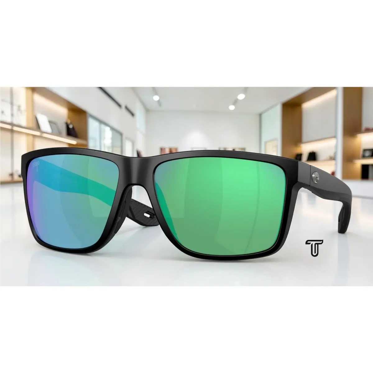 Costa 6S9135 04 Broadbill Ii Xl Black Green Mirror Polarized 62mm Men Sunglasses - Frame: Matte Black, Lens: Green Mirror