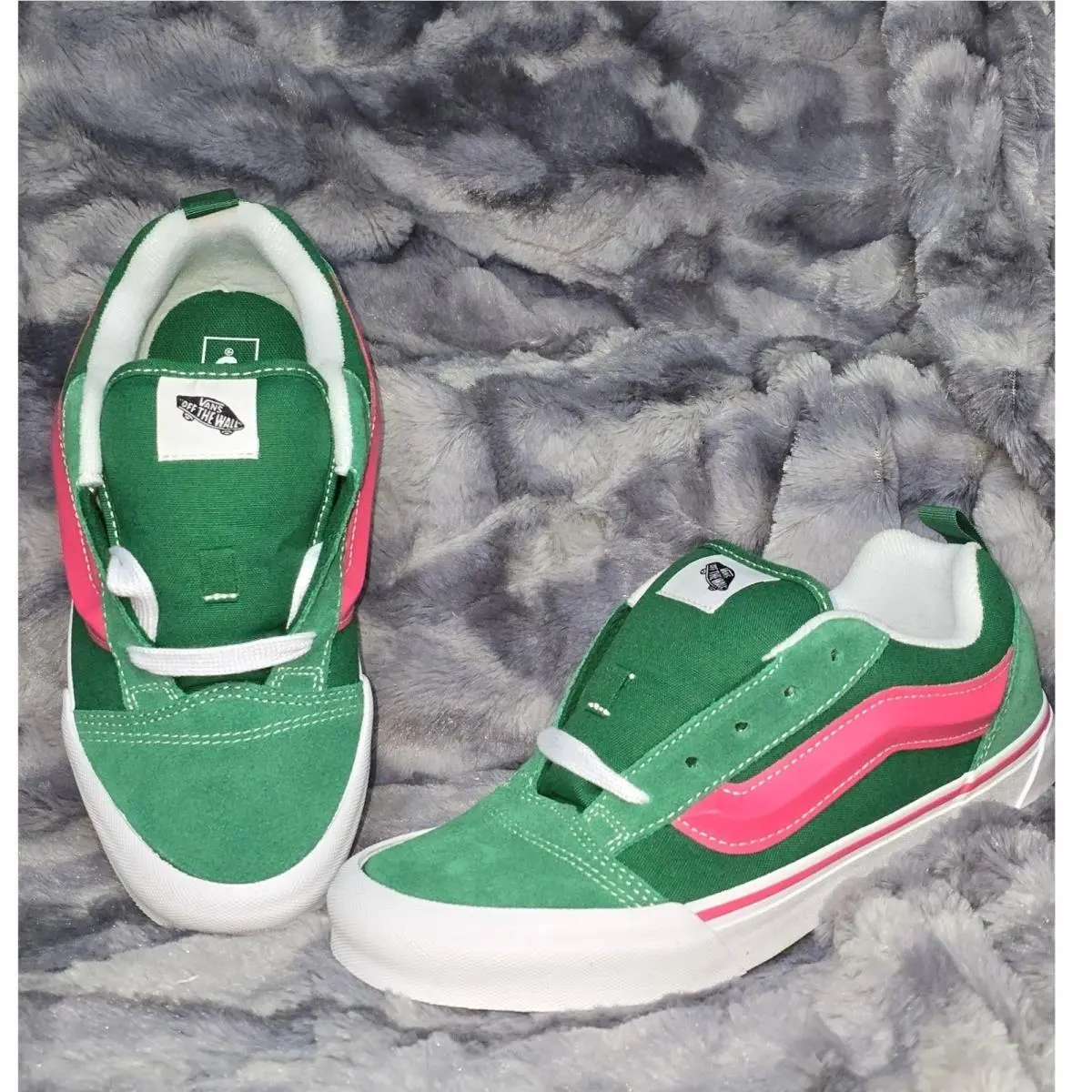 Vans Knu Skool Suede Youth Green Pink Skate Shoes Size 5.5 Big Kids