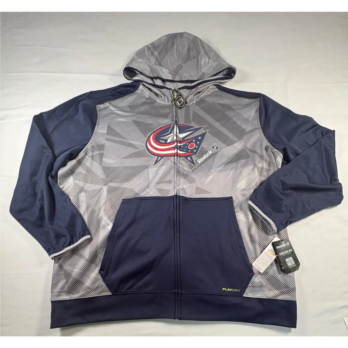 Reebok Center Ice Collection Columbus Blue Jackets Men’s Zip Up Hoodie 3XL
