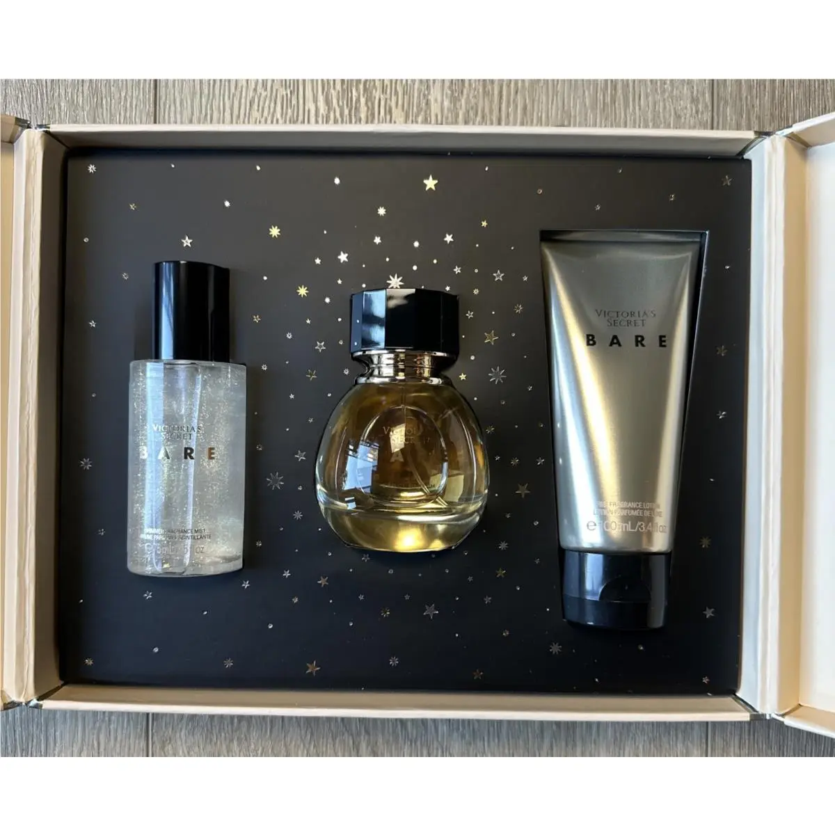 Victoria Secret Bare Gift Set Shimmer Fragrance Mist 1.7 Parfum 3.4 Lotion