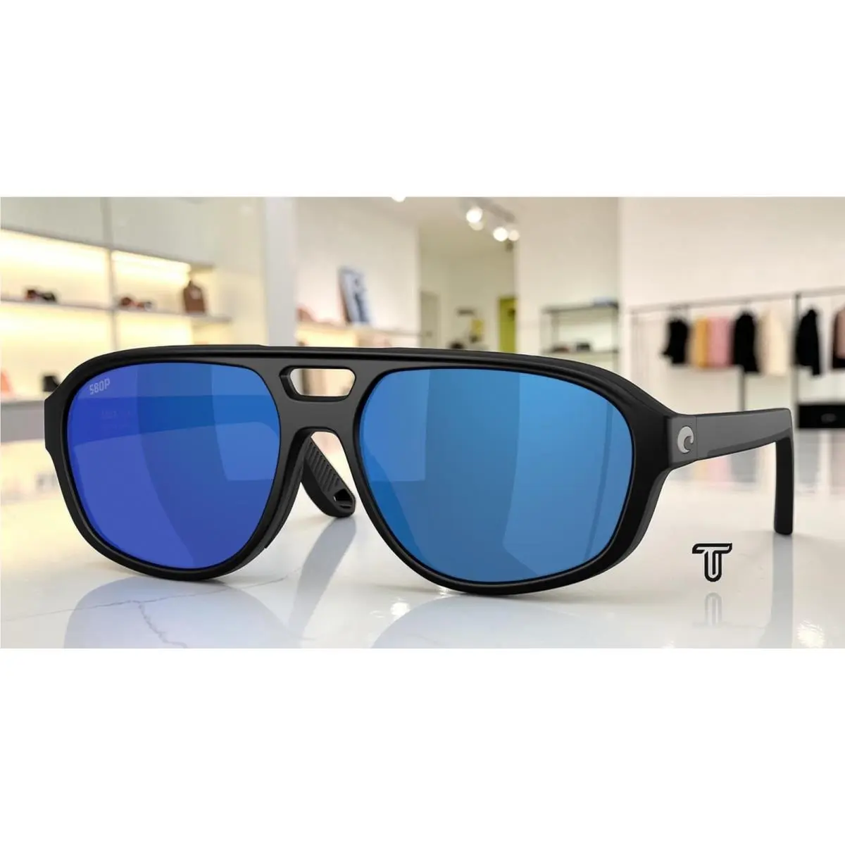 Costa 6S9133 03 Street Heat Black Blue Mirror Polarized 55 mm Men`s Sunglasses