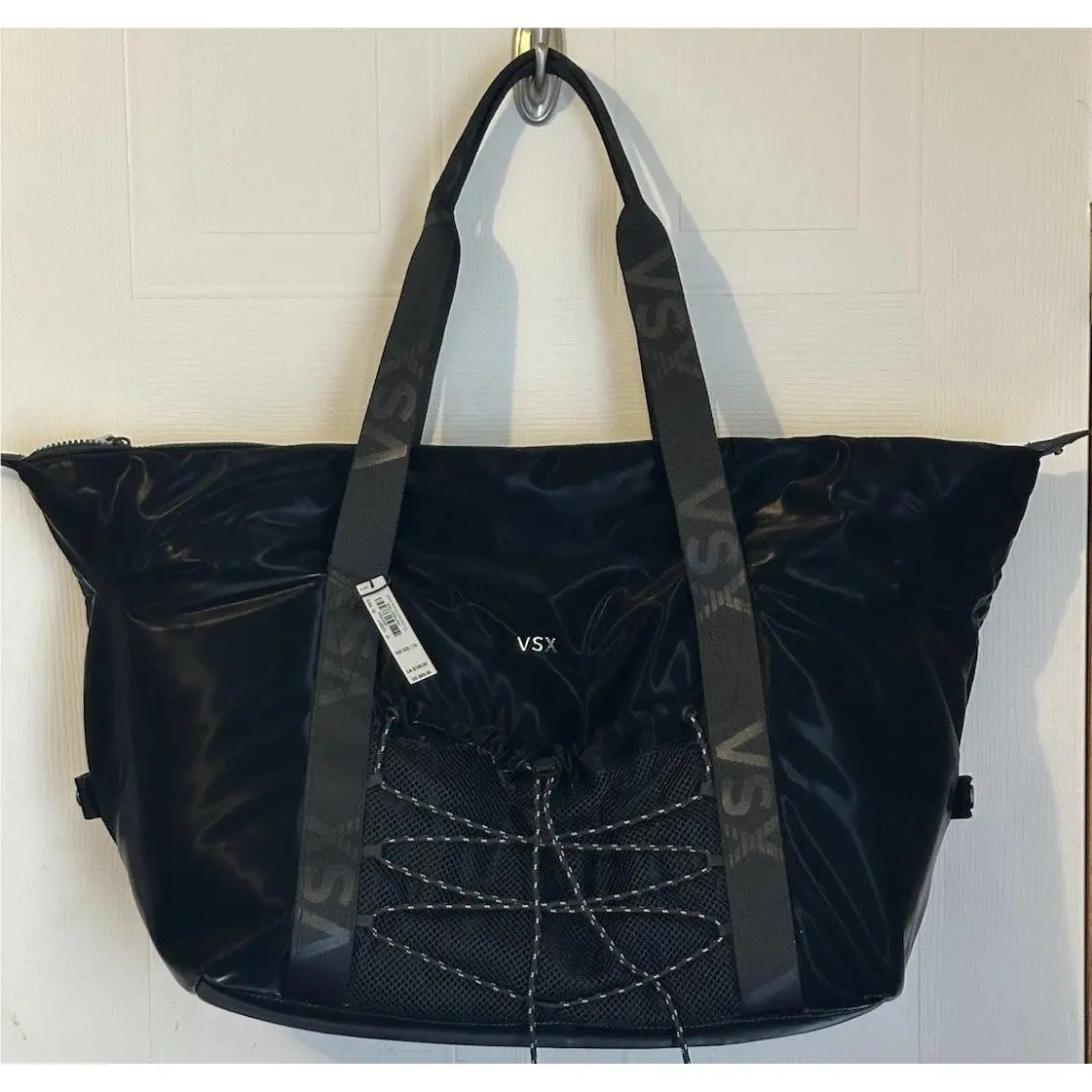 Victorias Secret Duffle Bag Weekender Travel Bag High Shine Black Vsx