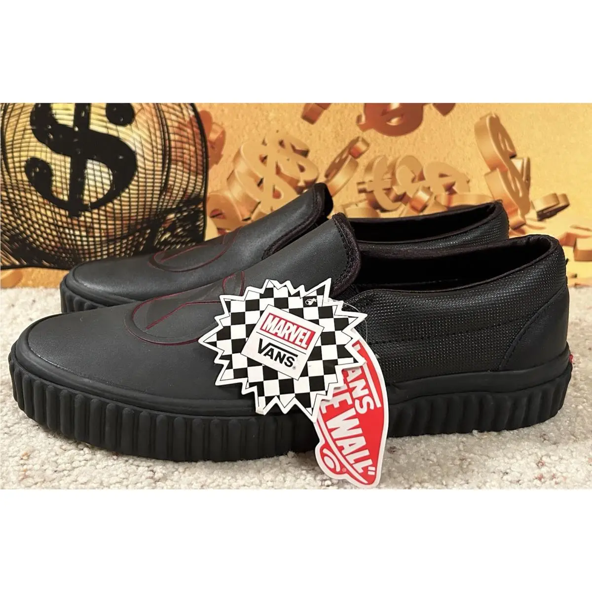 Vans x Marvel Classic Slip On Black Widow Shoes Disney Star Wars US 8-New