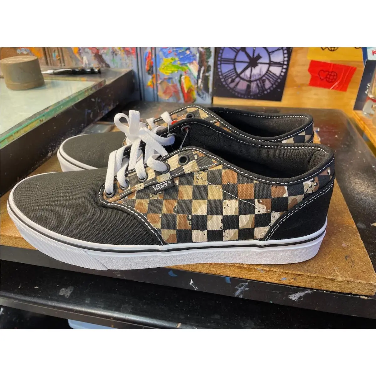 Vans Atwood Camo Check Black White Size US 10.5 Men Rare VN000TUYW4R