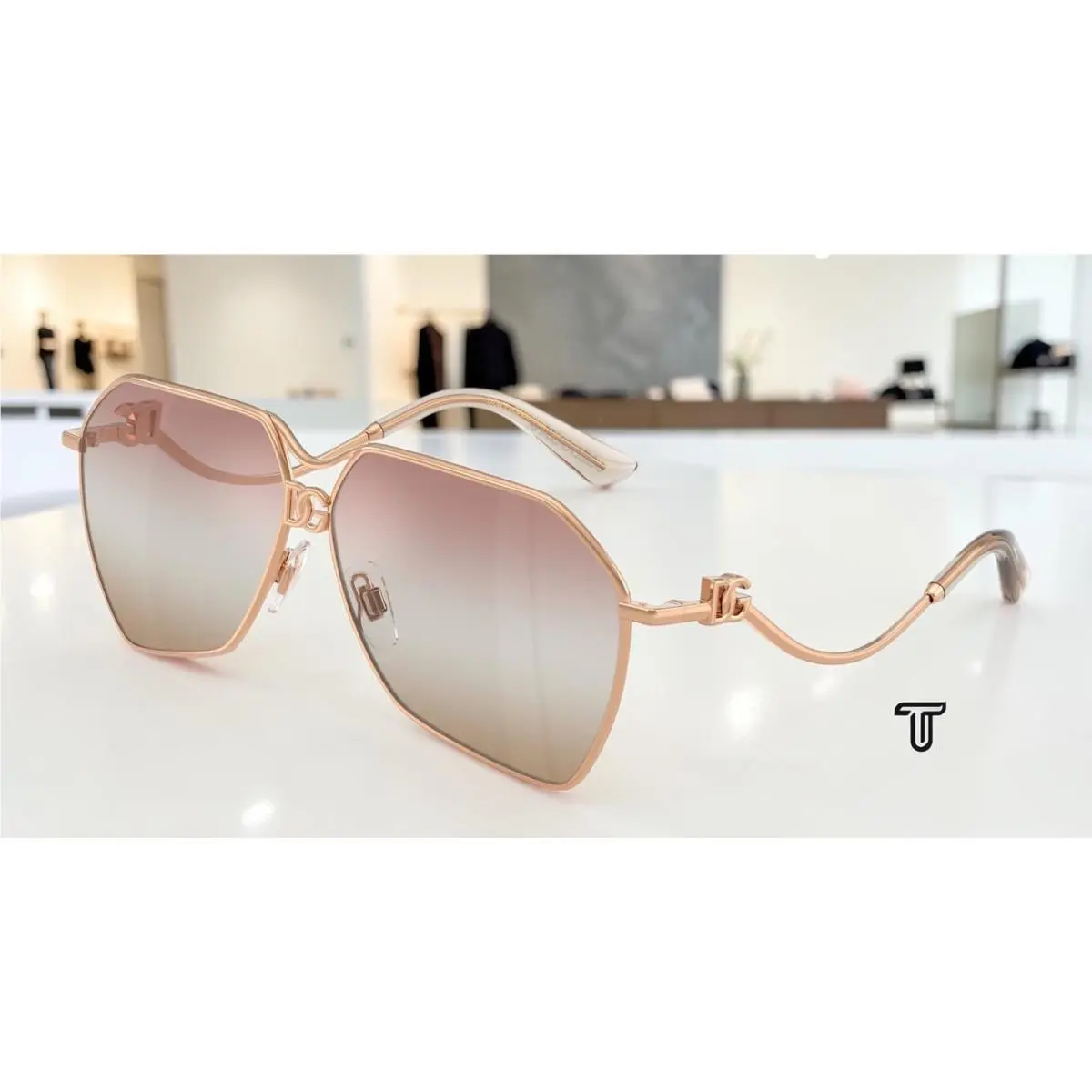 Dolce Gabbana DG2326 1298EL Rose Gold Pink Brown Mirror 62mm Womens Sunglasses