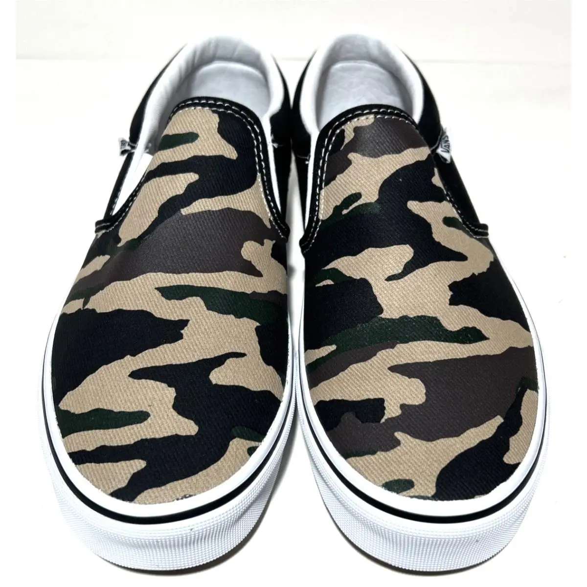 Vans Slip-on Camo Mens Size 8 Skateboarding Casual Military Green Tan Camouflage