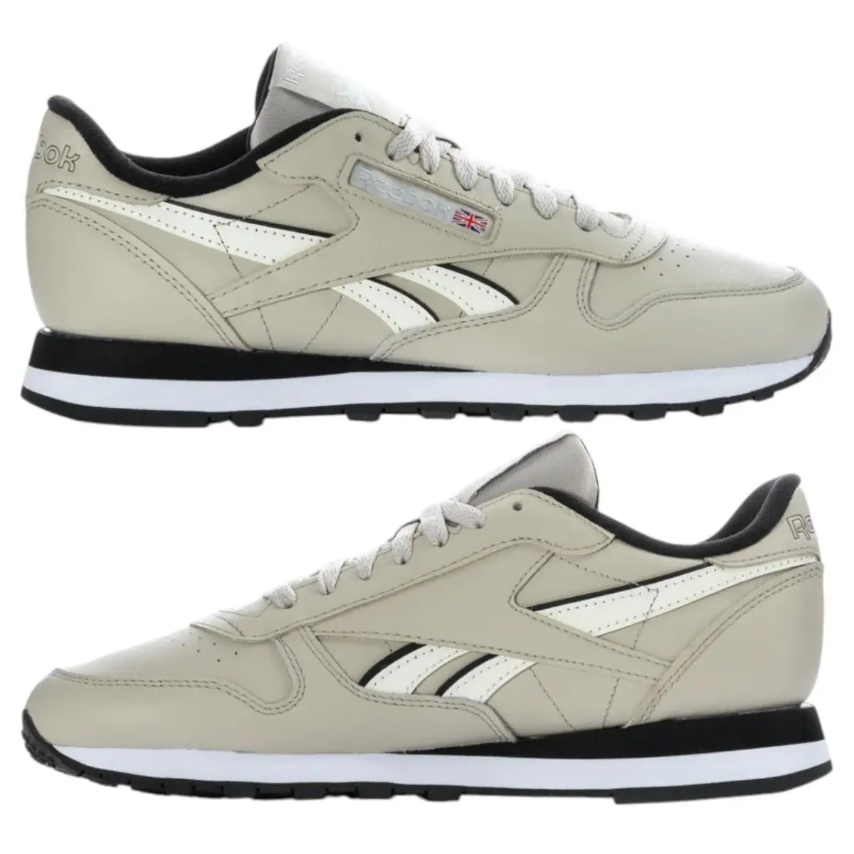 Reebok Classic Leather Mens 8 Beige White Distressed Retro Casual Sneakers