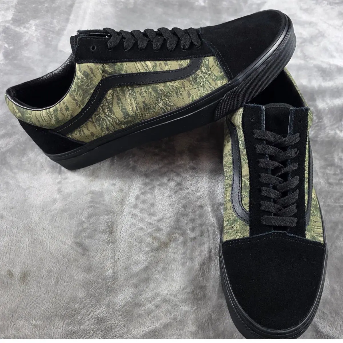 Vans Old Skool Sneakers Mens 11.5 Black Camo Canvas/suede Low Top Skate