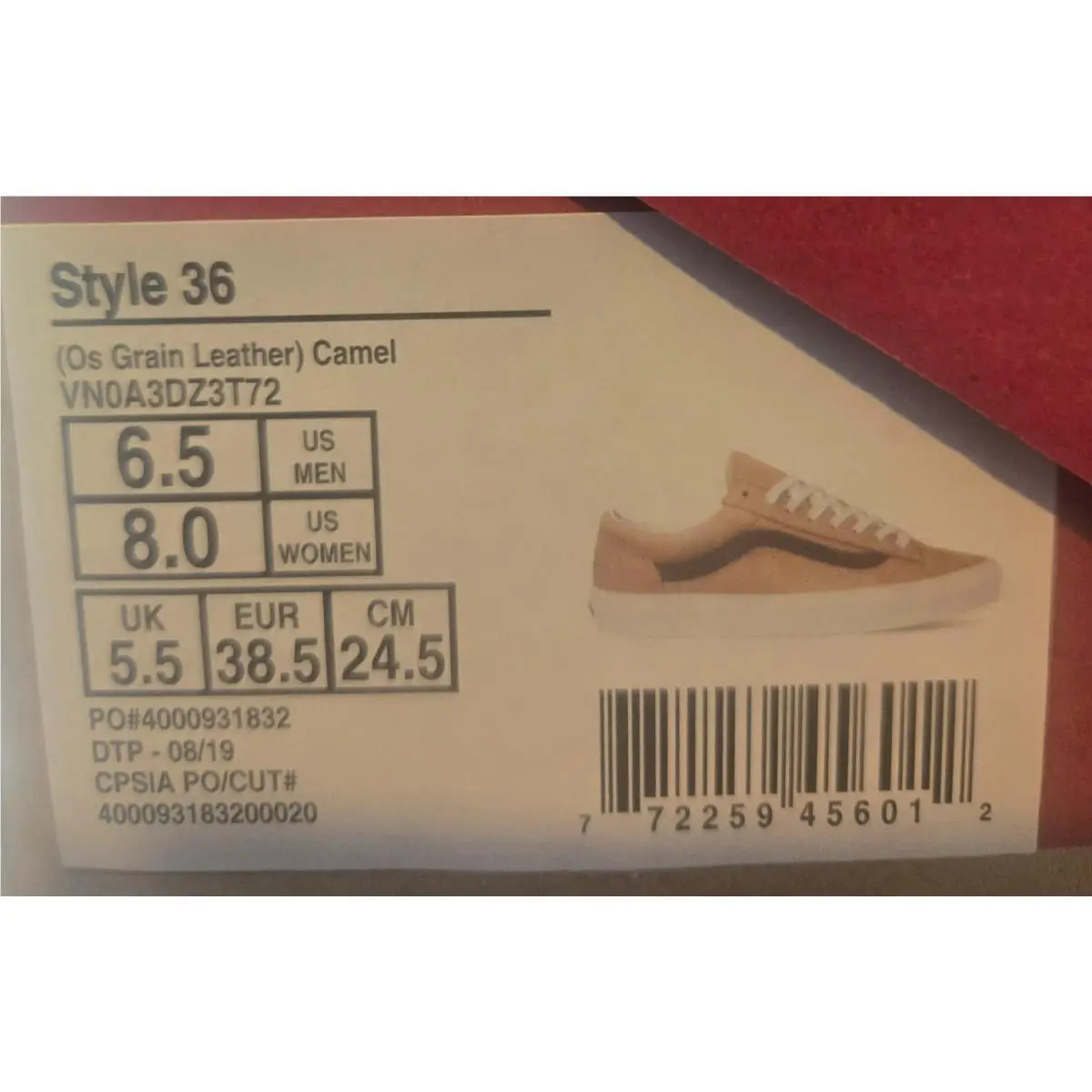 Vans shoes - Vans Style 36 - Style - VN0A3DZ3T72 - Camel (UPC: 772259456012) 6