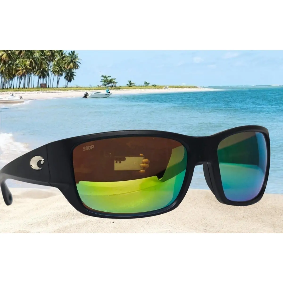 Youth Costa Del Mar Black/green Mirror Schoolie Polarized 580P Sunglasses