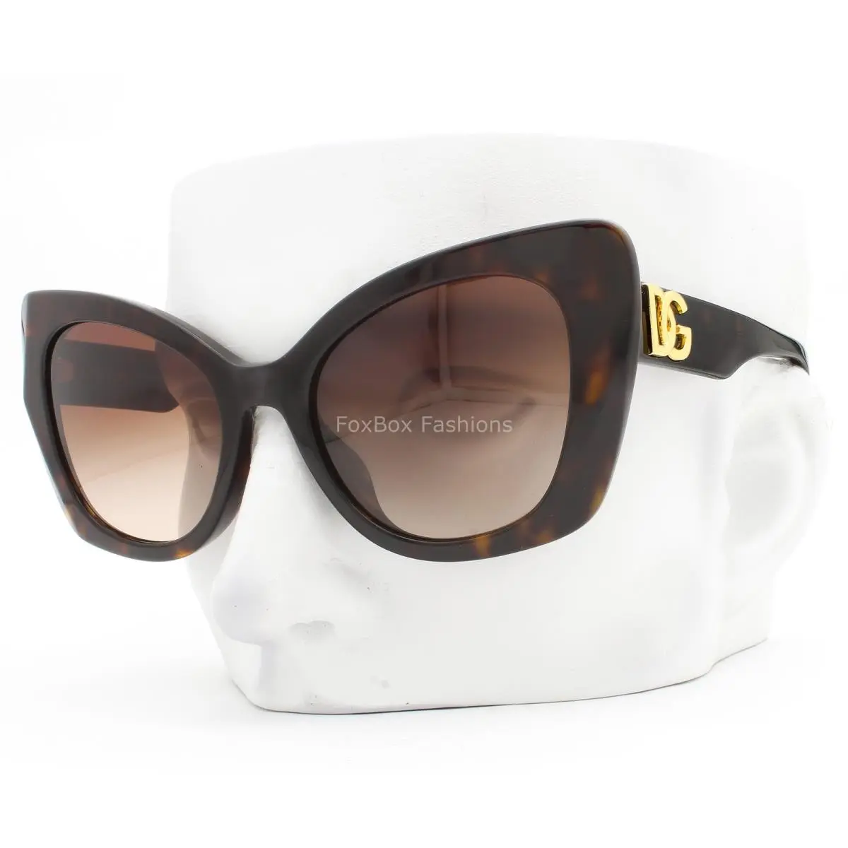 Dolce Gabbana Sunglasses Shiny Brown Havana Gold Logo DG 4405F 502/13 with Case