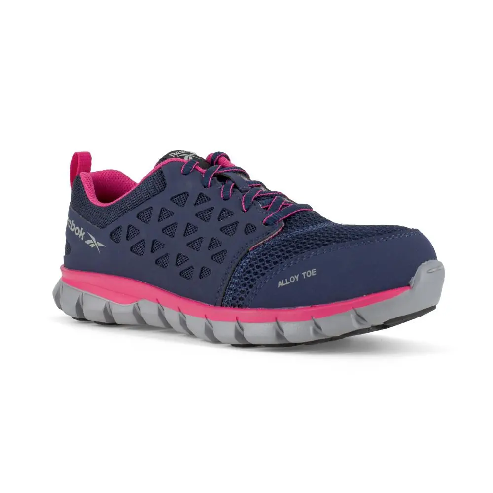 Reebok Work Women`s Sublite Cushion Alloy Toe EH Athletic Work Shoe Navy/pink