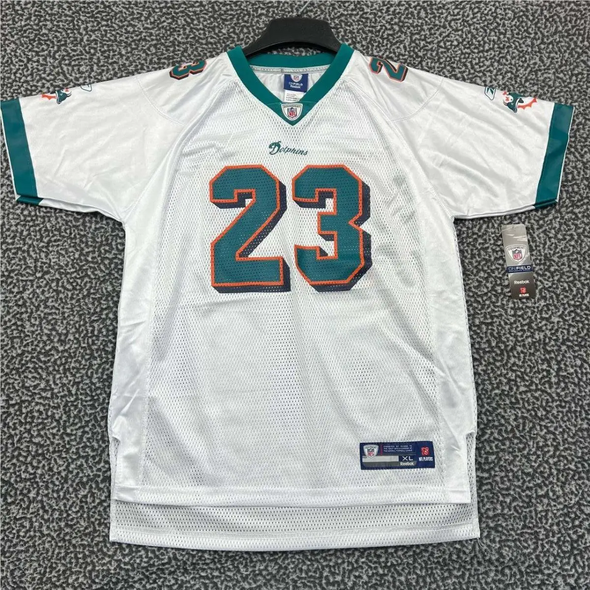 Miami Dolphins Brown 23 Jersey Shirt Youth XL White Reebok Short Sleeve