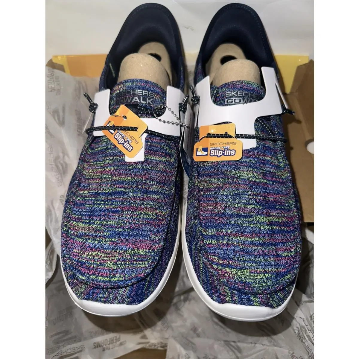 Skechers Gowalk Women’s 10.5 Med Slip-on Knit Sneakers in Blue-multi 10.5