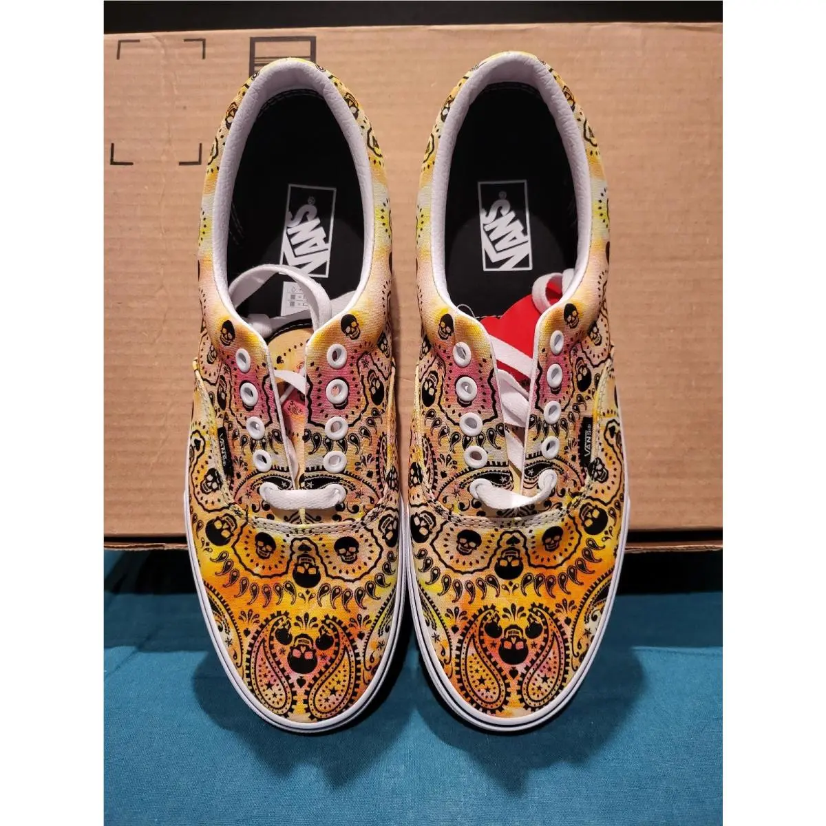 Vans Bandana Era Shoes Orange with Skulls