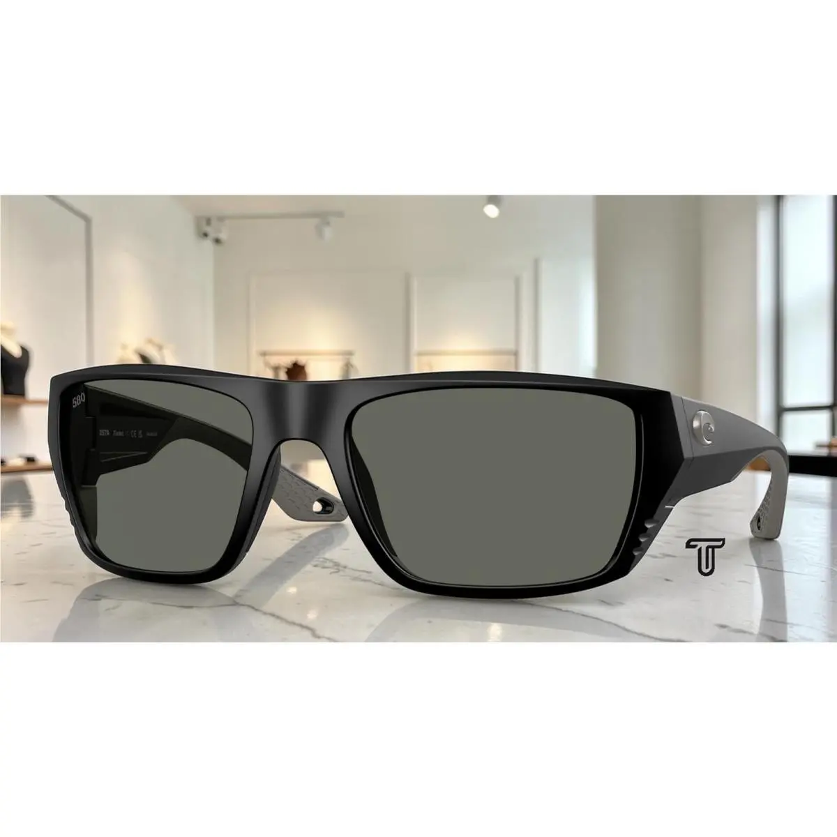 Costa 6S9118 911804 Finlet Matte Black Gray Polarized 59 mm Men`s Sunglasses - Frame: Matte Black, Lens: Gray