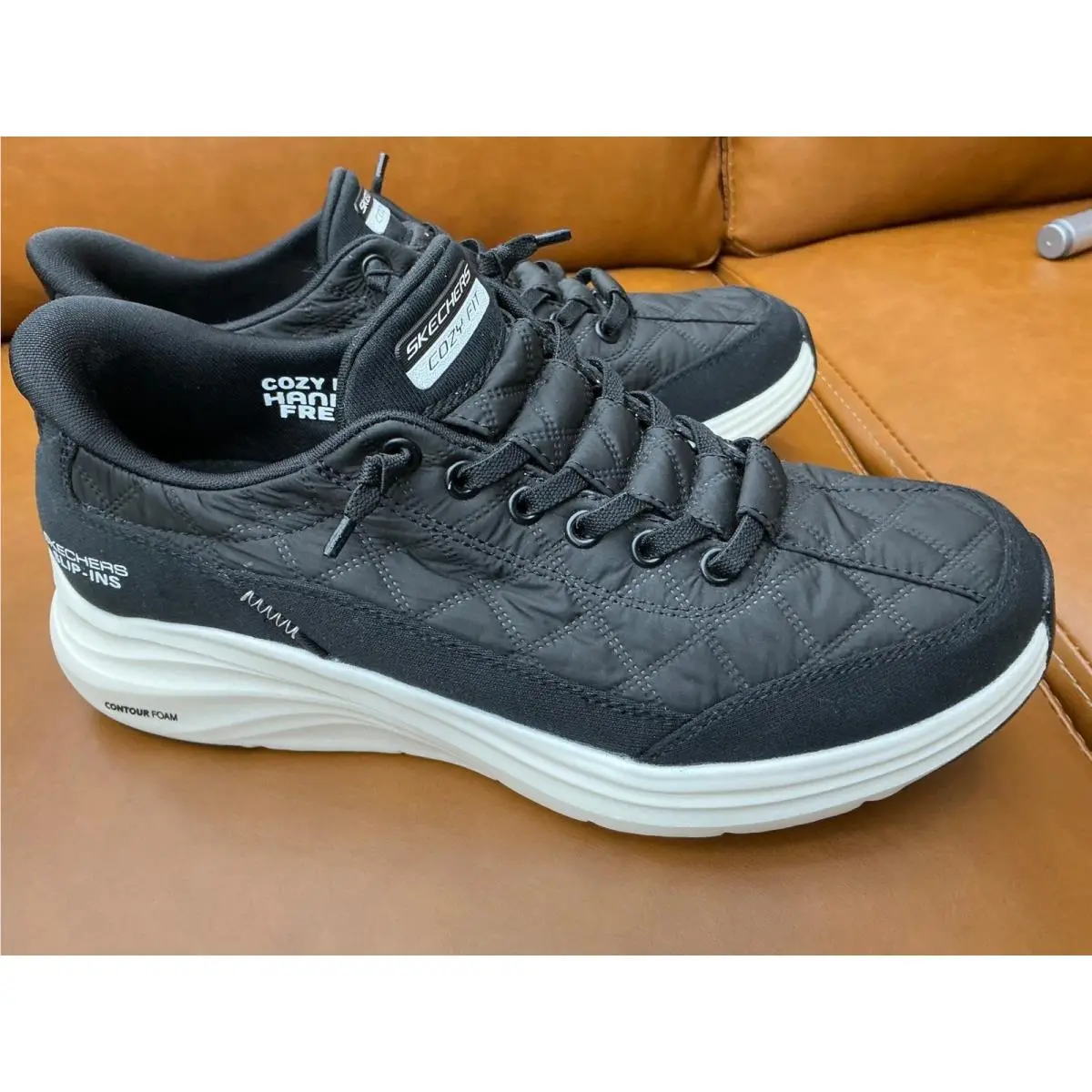 Skechers Slip-ins Vapor Foam Sneakers Womens 8 Black Quilted