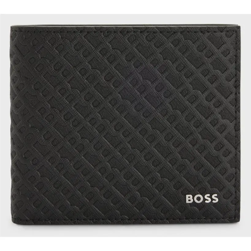 Hugo Boss Mens Regenerated Leather Bifold Wallet Black Card Holder
