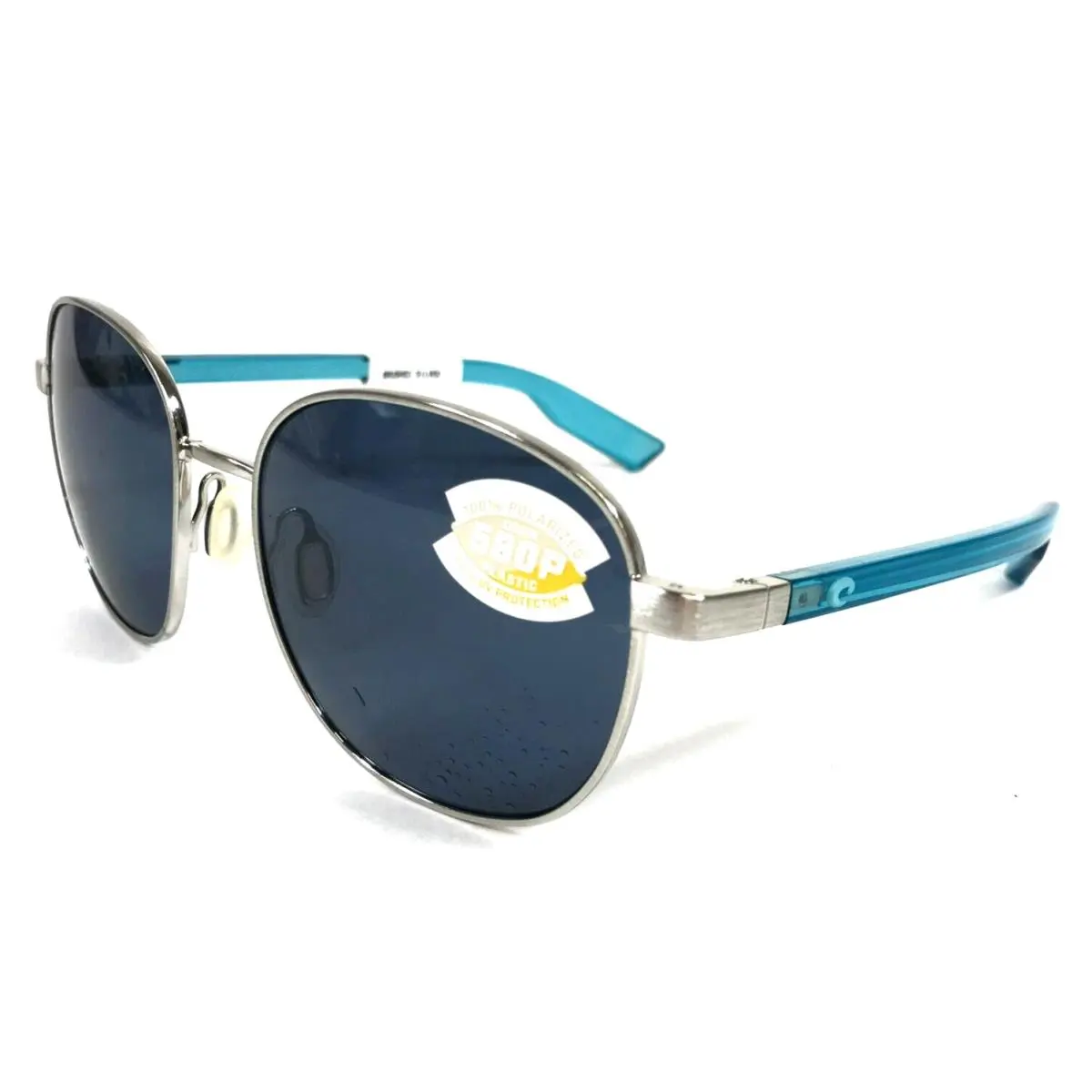 Costa Sunglasses Egret 6S4005-06 Brushed Silver Clear Blue with Gray Lenses 580P by Costa Del Mar