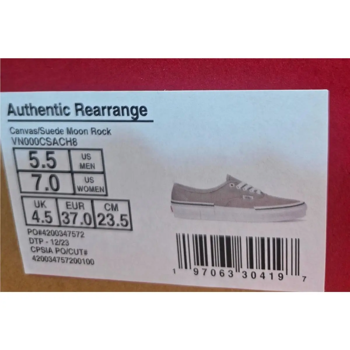 Vans shoes - Vans Authentic Rearrange - Authentic Rearrange - VN000CSACH - Canvas/Suede Moon Rock (UPC: 197063304197) 5