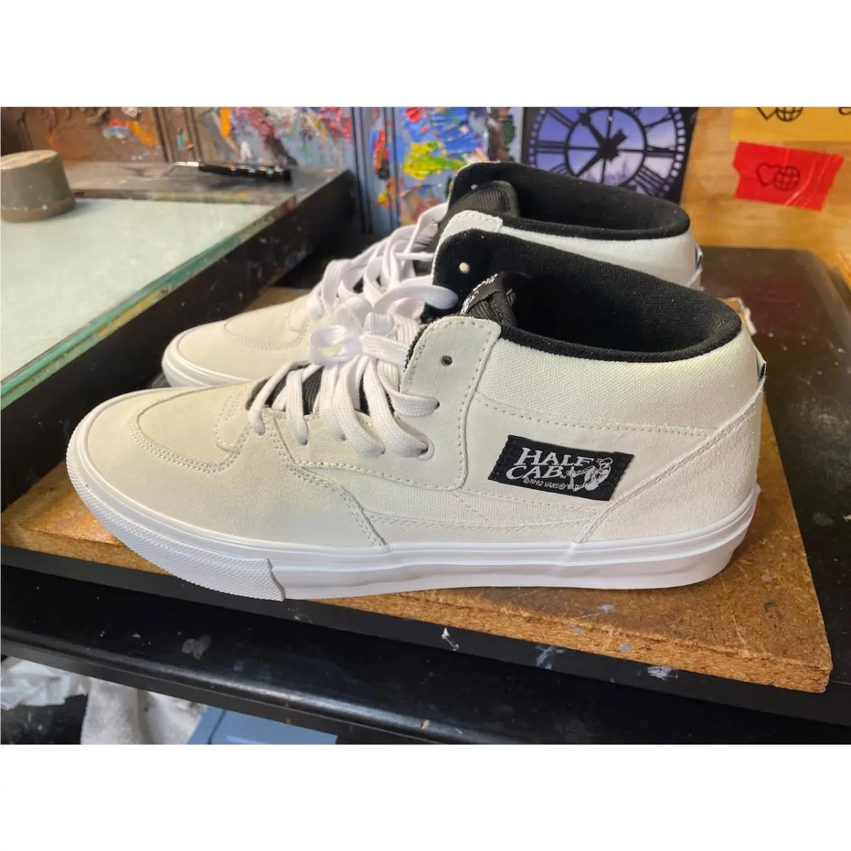Vans Skate Half Cab White Black Suede Sz US 13 Men VN0A5FCDYB2 Sneaker