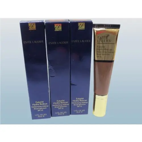 Estee Lauder Futurist Hydra Rescue Moisturizing Makeup 7N2 Rich Amber 1.2 OZ 3PC